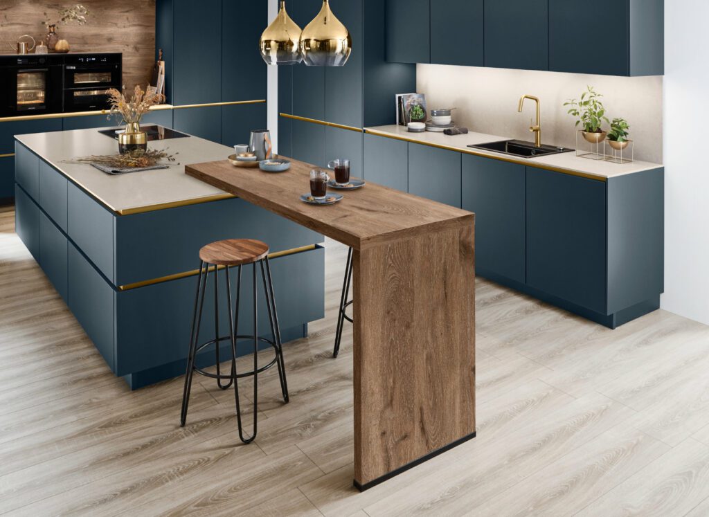 Nobilia Teal Matt Handleless Kitchen With Island 2 | Kutchenhaus, High Wycombe